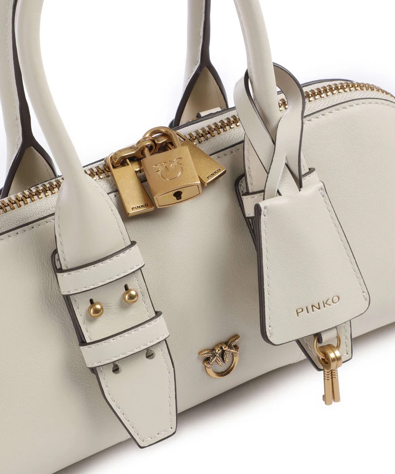 Pinko Bowling Horizontal Bolso de mano bianco seta/antique gold