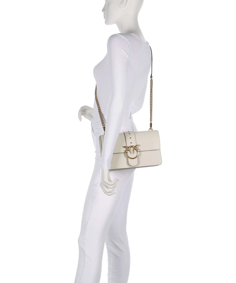 Pinko Love One Classic Bandolera bianco seta/antique gold