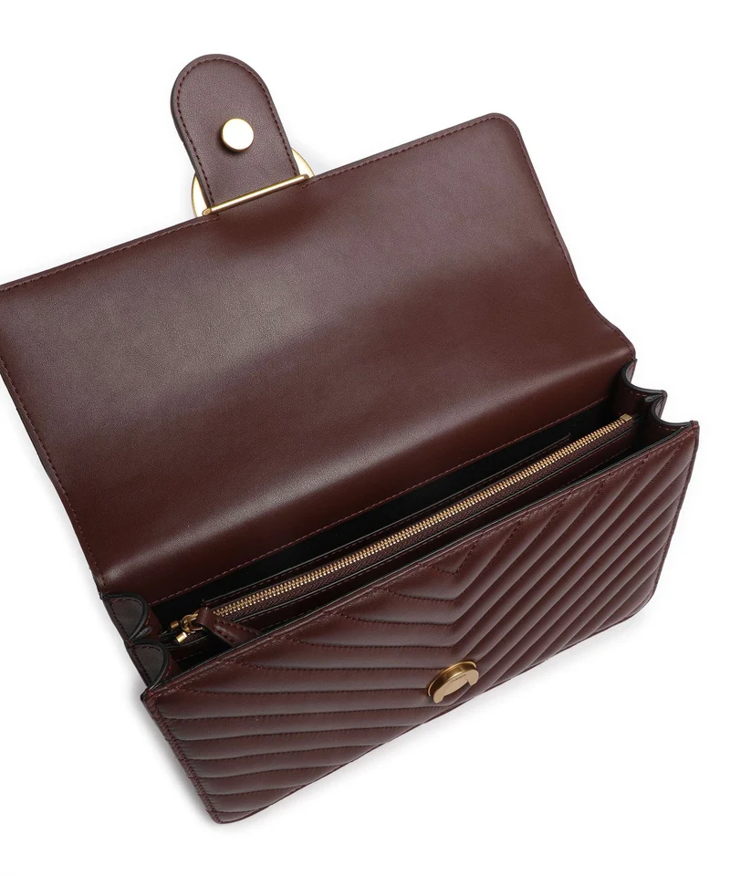Pinko Love One Classic Bolso de hombro rosso vino/antique gold