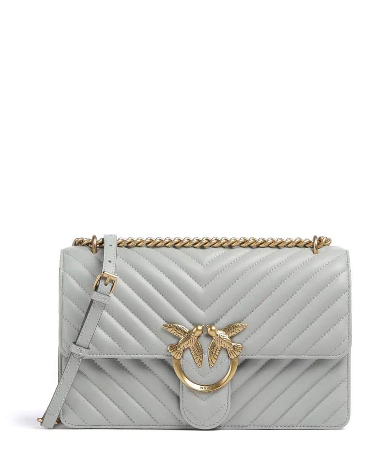 Pinko Love One Classic Bolso de hombro grigio perla/antique gold