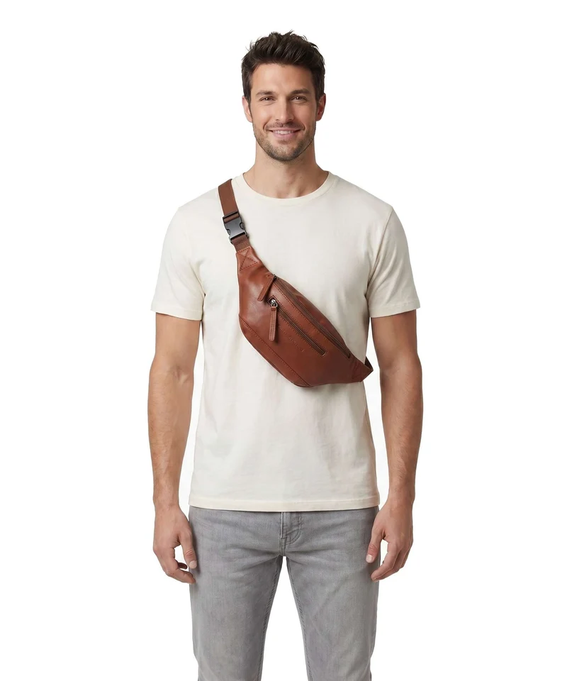 The Chesterfield Brand Wax Pull Up Cow Brana Riñonera cognac