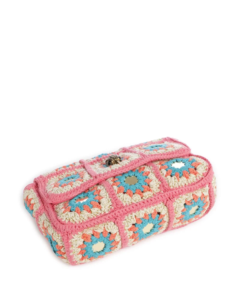 Kurt Geiger Kensington Crochet Bandolera pink combination