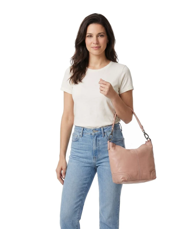 The Chesterfield Brand Washed Waxed Cow Lucy Bolso de hombro vintage rose