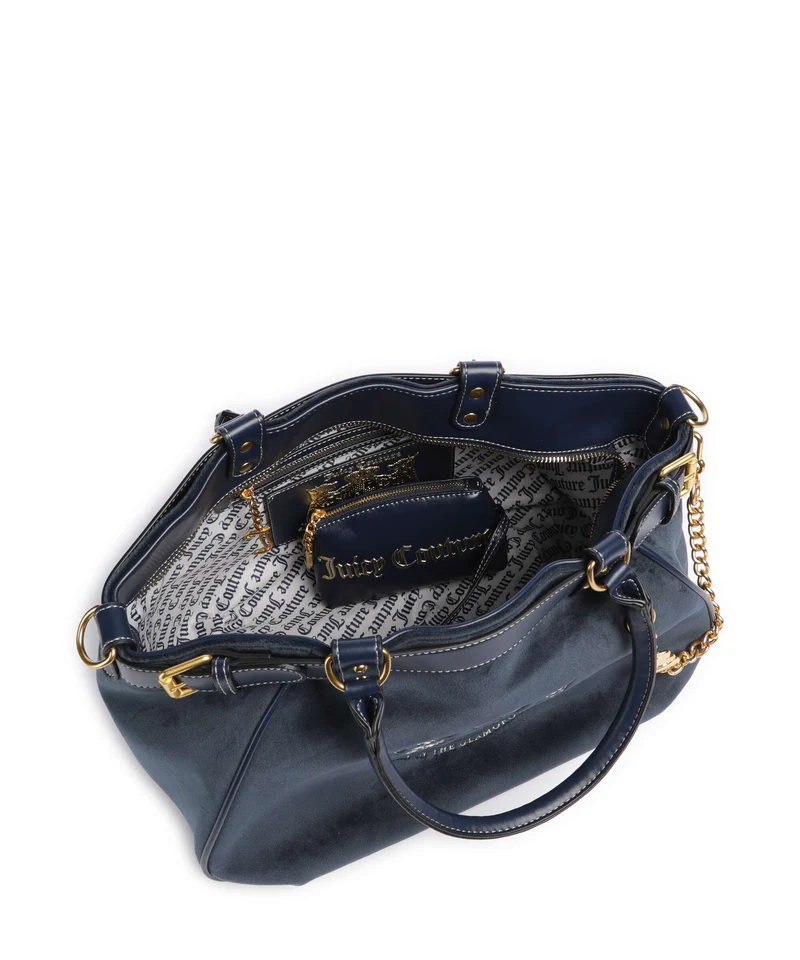 Juicy Couture Twig Narrative Velvet L Bolsa shopping blue depths