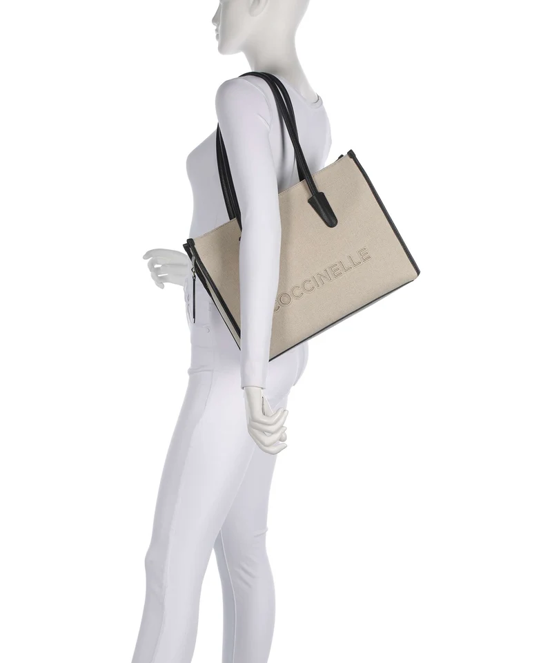 Coccinelle Myrtha Canvas Bolsa shopping natural/noir