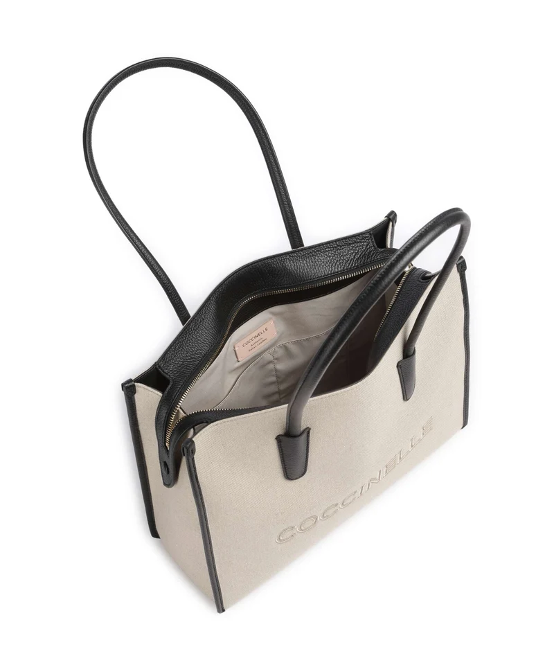 Coccinelle Myrtha Canvas Bolsa shopping natural/noir