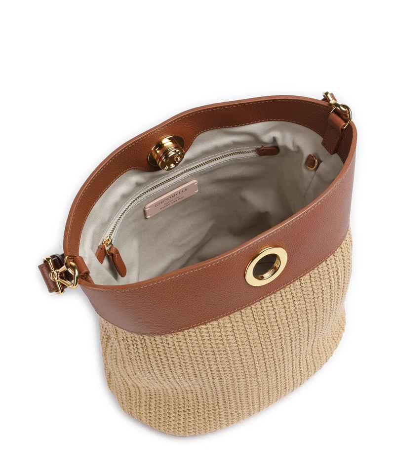 Coccinelle Nikla Bucket bolso de mano natural/cognac