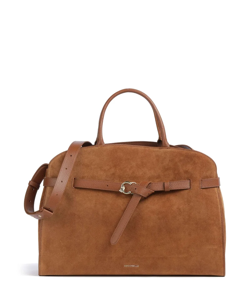 Coccinelle Sabine Suede Bolso de mano cognac