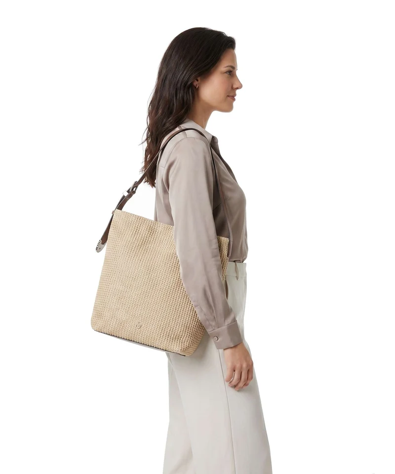 Pinko Big Bolso de hobo paglia/cuoio/mix gal