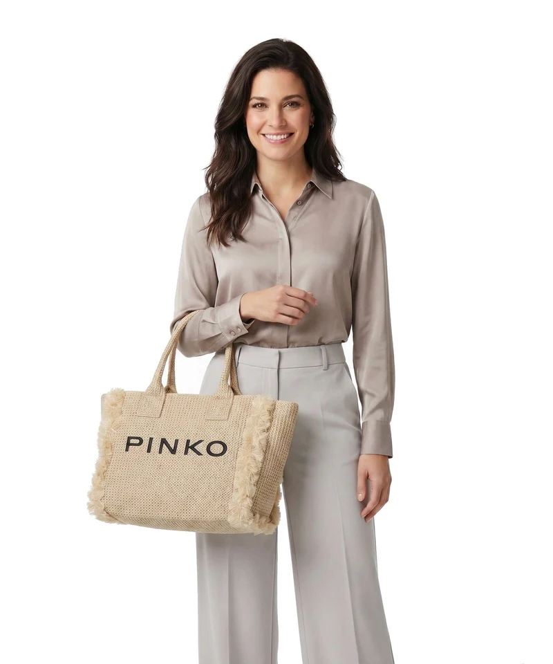 Pinko Beach Bolso de mano paglia/nero/antique gold