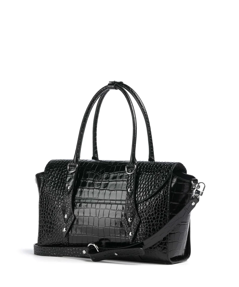 Vivienne Westwood Bettina Embossed Croc Medium Bolsa shopping black