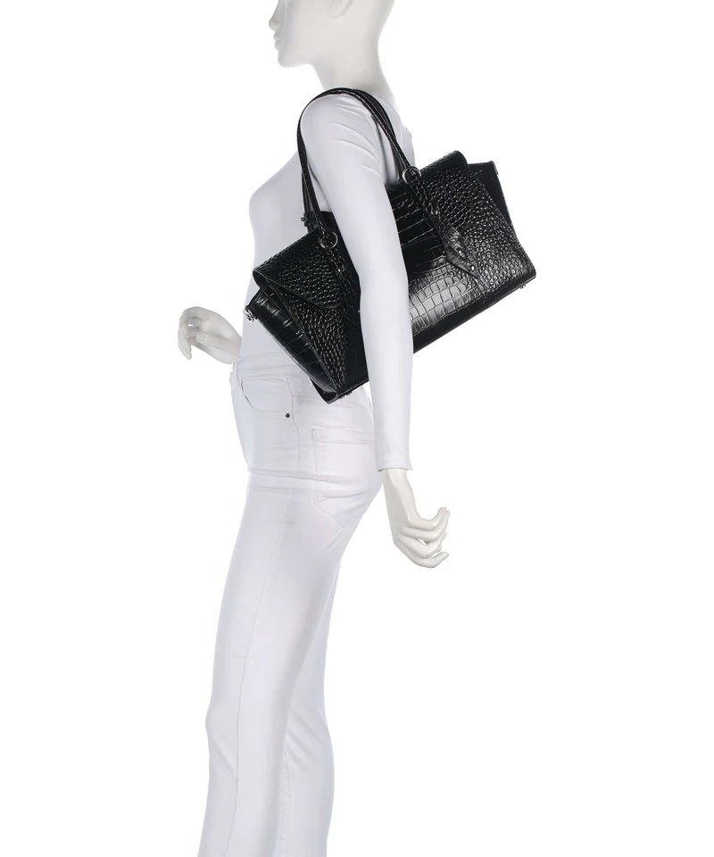Vivienne Westwood Bettina Embossed Croc Medium Bolsa shopping black