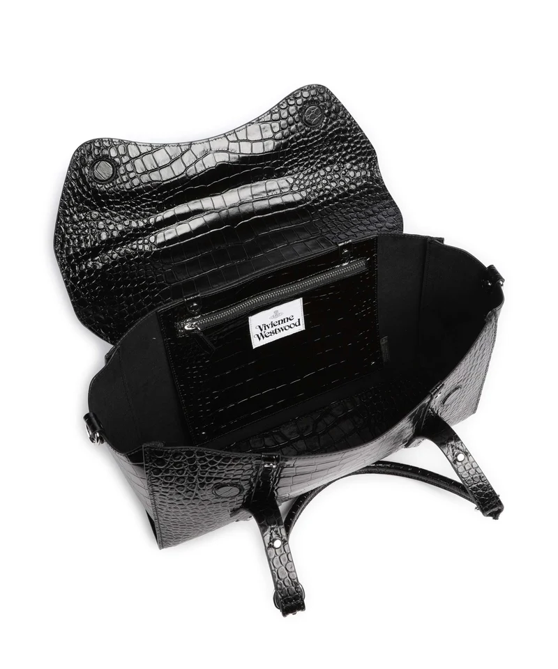 Vivienne Westwood Bettina Embossed Croc Medium Bolsa shopping black