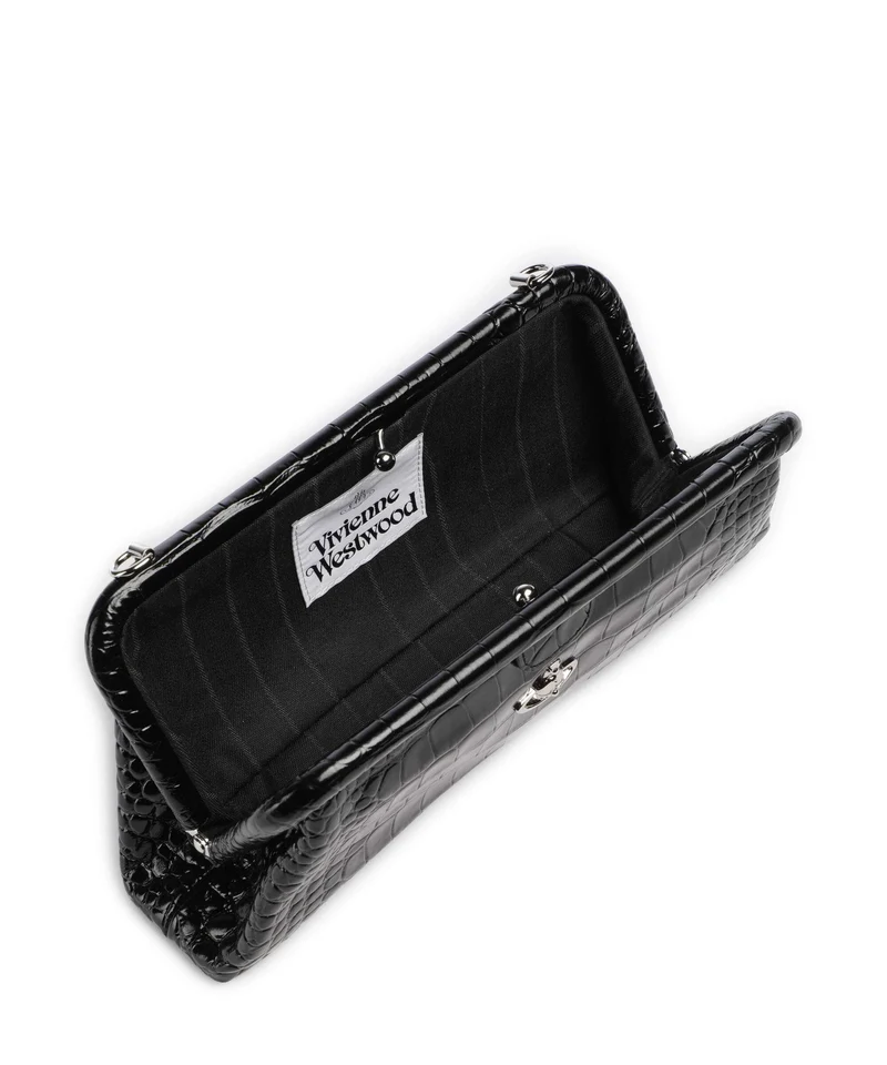 Vivienne Westwood Jane Frame Embossed Croc Bolso de hombro black