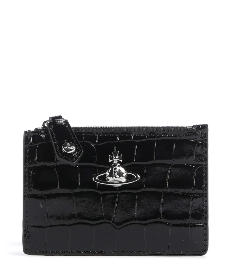Vivienne Westwood Embossed Croc Slim Tarjetero black