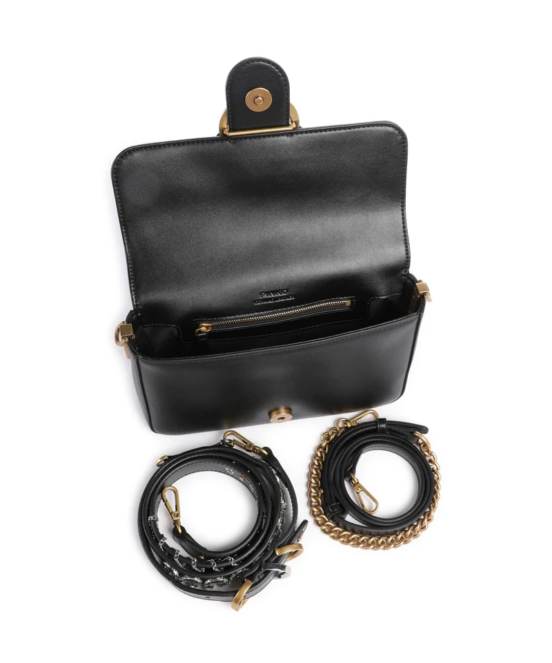 Pinko Love One Mini Slouchy Charms Bandolera nero/antique gold
