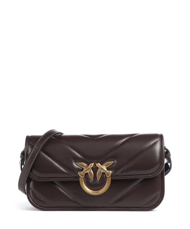 Pinko Love Box Horizontal Bolso de hombro rosso mogano/antique gold
