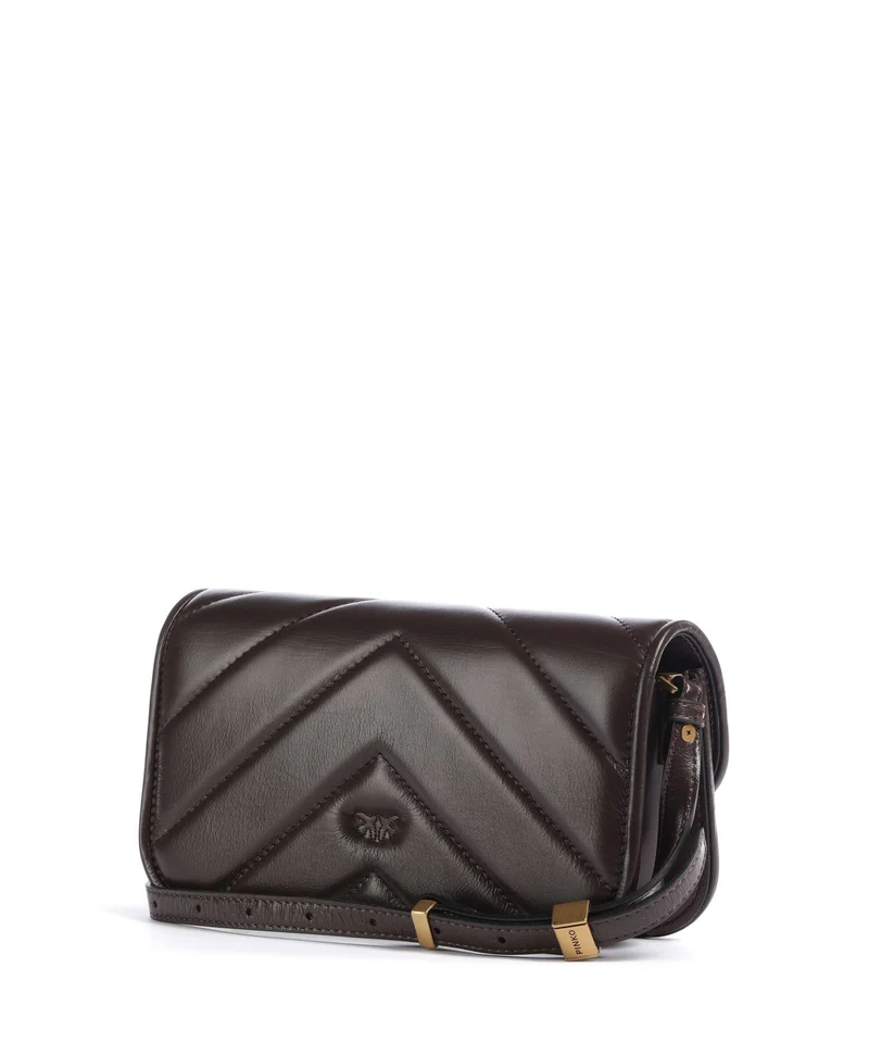 Pinko Love Box Horizontal Bolso de hombro rosso mogano/antique gold