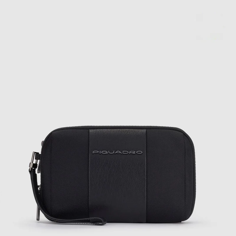 Pochette uomo a due scomparti in tessuto riciclato