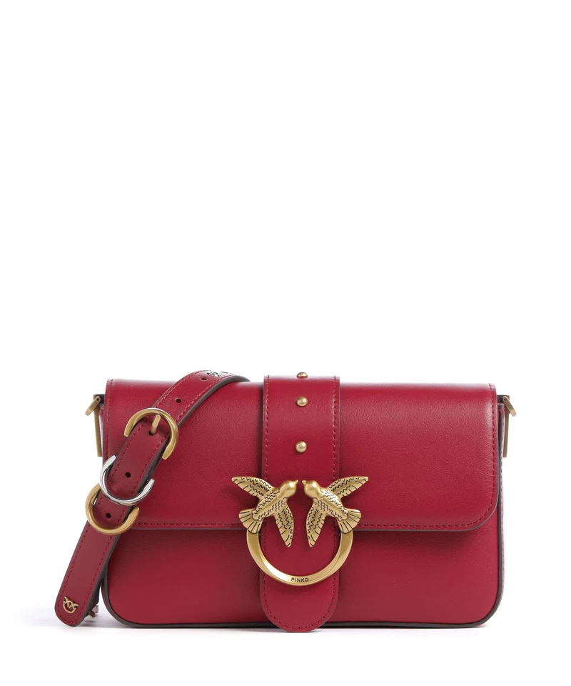Pinko Love One Mini Slouchy Charms Bandolera rosso lampone/antique gold