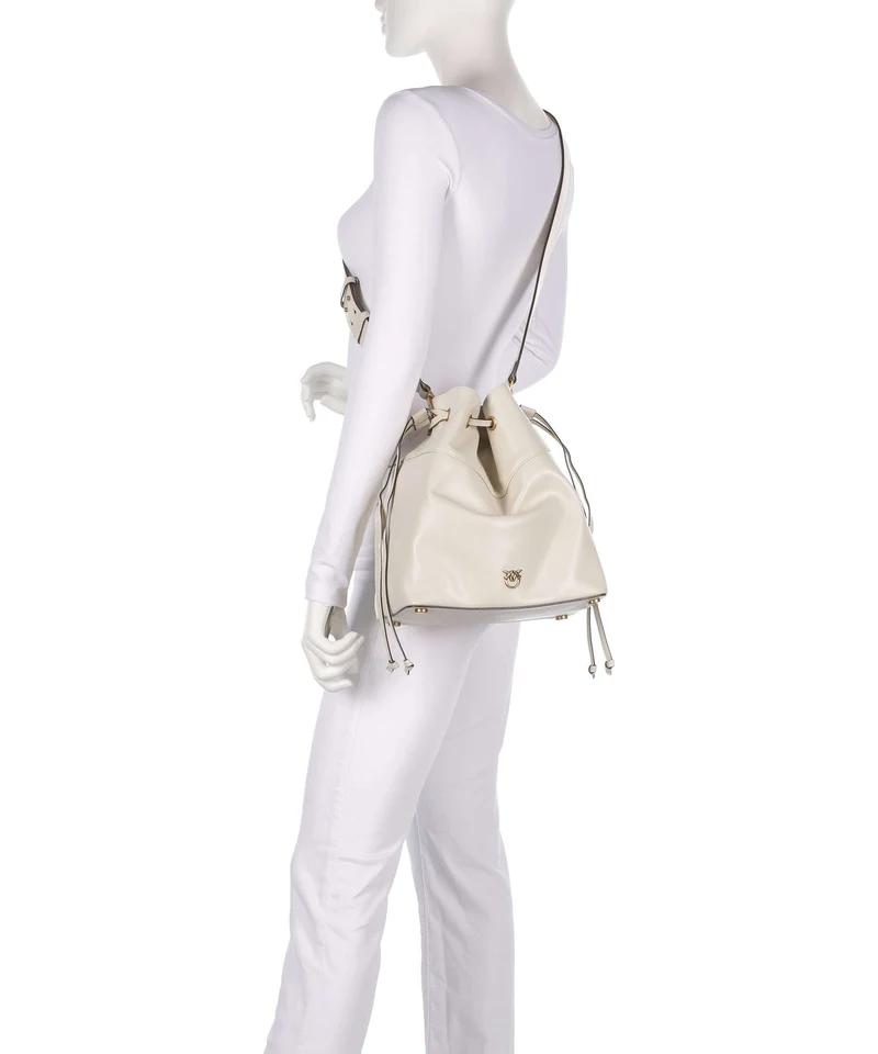 Pinko Secchiello Classic Bucket bolso de mano bianco seta/antique gold