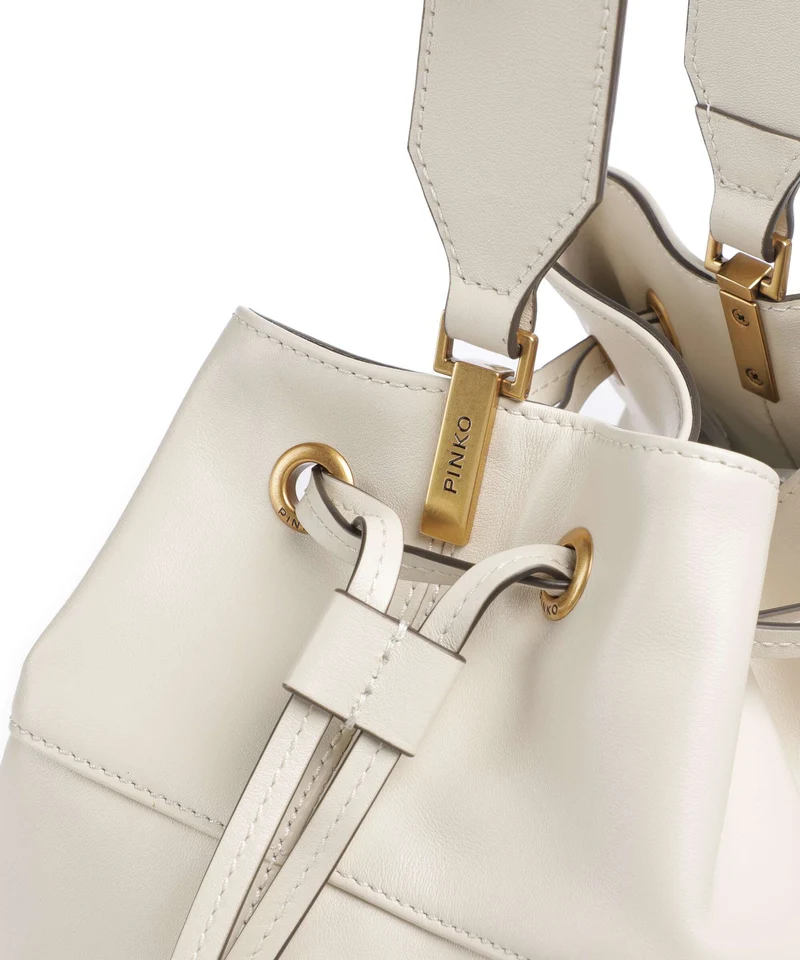 Pinko Secchiello Classic Bucket bolso de mano bianco seta/antique gold