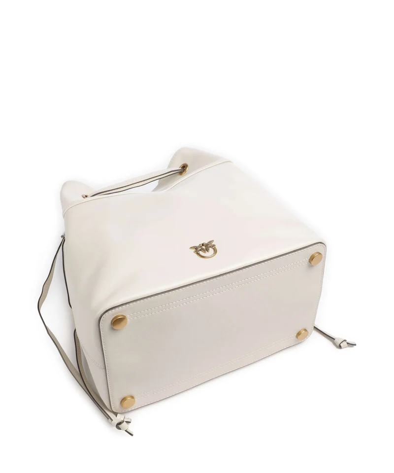 Pinko Secchiello Classic Bucket bolso de mano bianco seta/antique gold