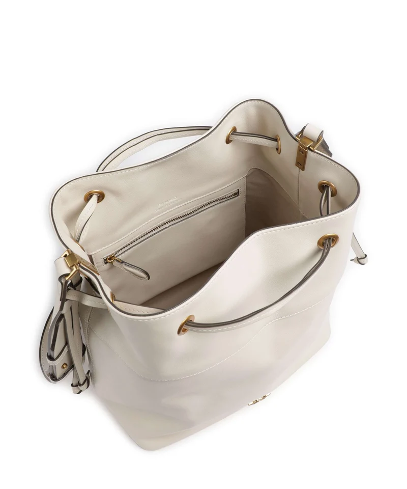 Pinko Secchiello Classic Bucket bolso de mano bianco seta/antique gold