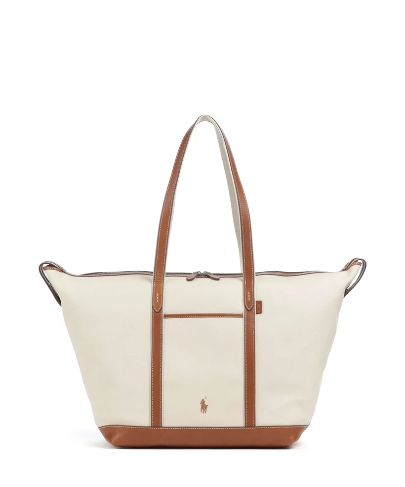Polo Ralph Lauren Canvas Large Bolsa shopping ecru/cuoio