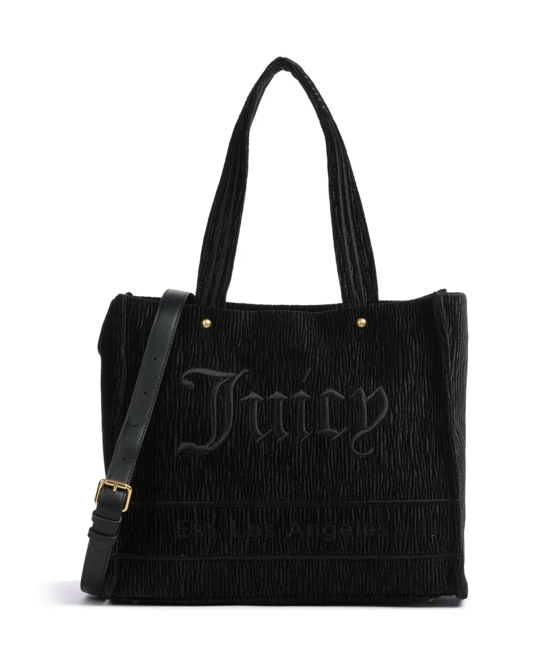 Juicy Couture Iris Crinkled Velvet L Bolsa shopping black