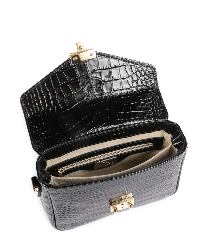 Maison Mollerus Croco Meyrin Bandolera classic schwarz