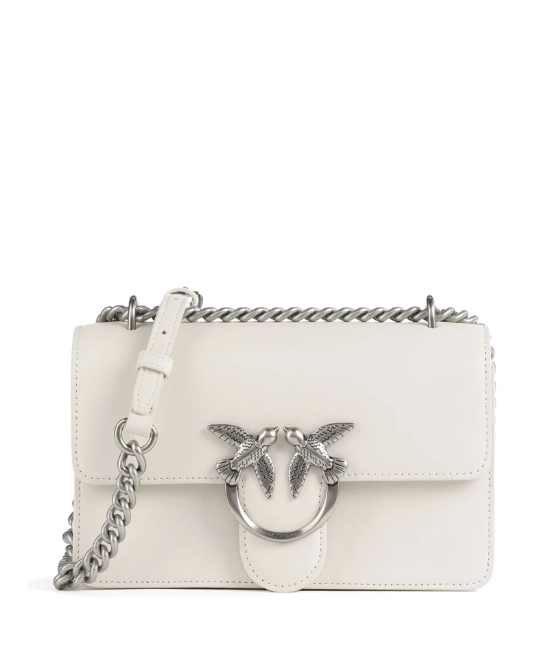 Pinko Love One Mini Bolso de hombro bianco seta/old silver