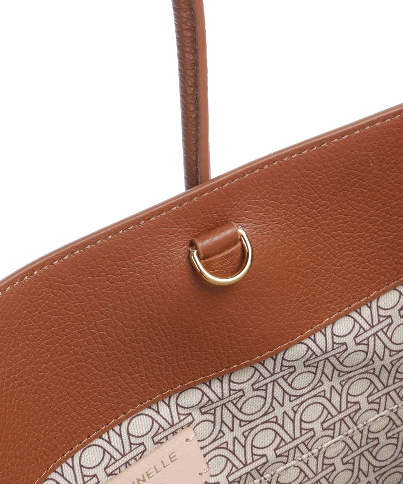 Coccinelle Myrtha Denim Bolsa shopping blue/cognac