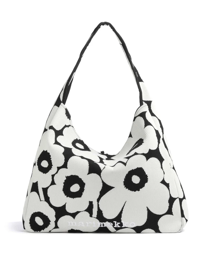 Marimekko Knitted Unikko Bolso de hobo black/offwhite