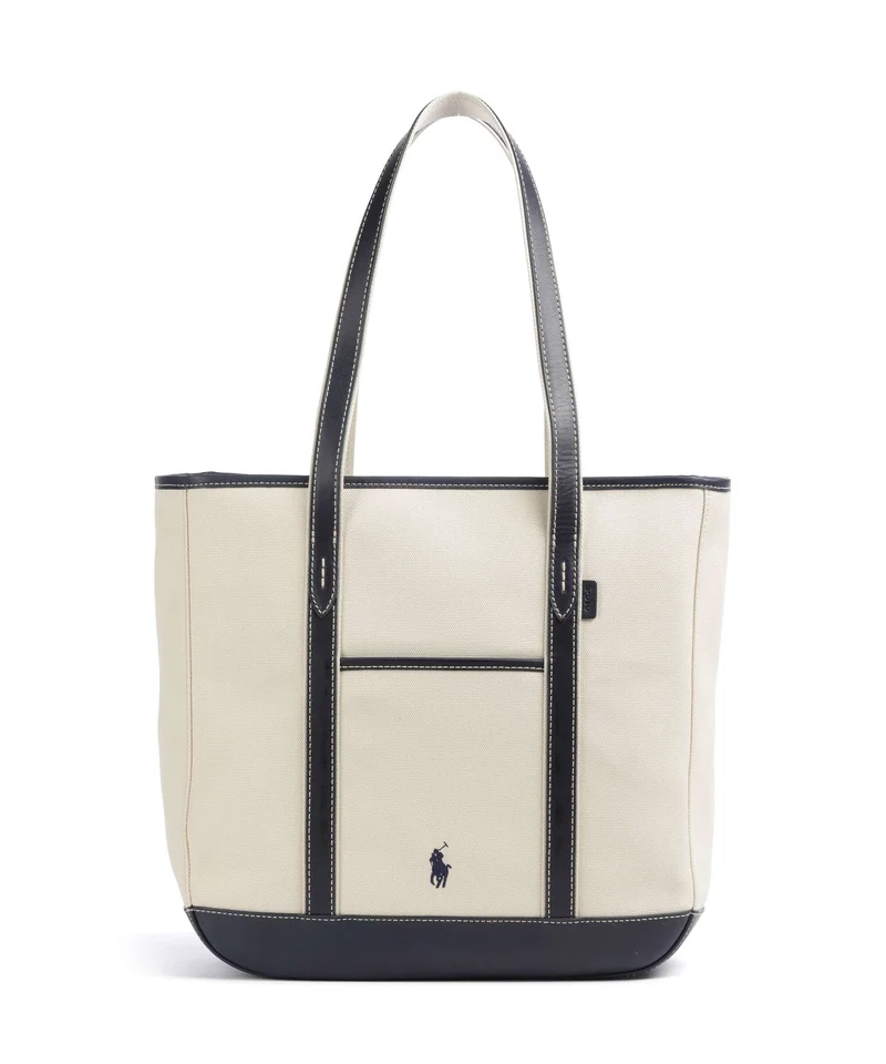 Polo Ralph Lauren Canvas Medium Bolsa shopping ecru/navy
