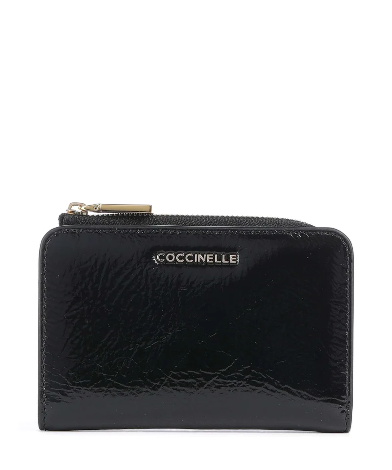 Coccinelle Metallic Shiny Wrinkled Monedero noir