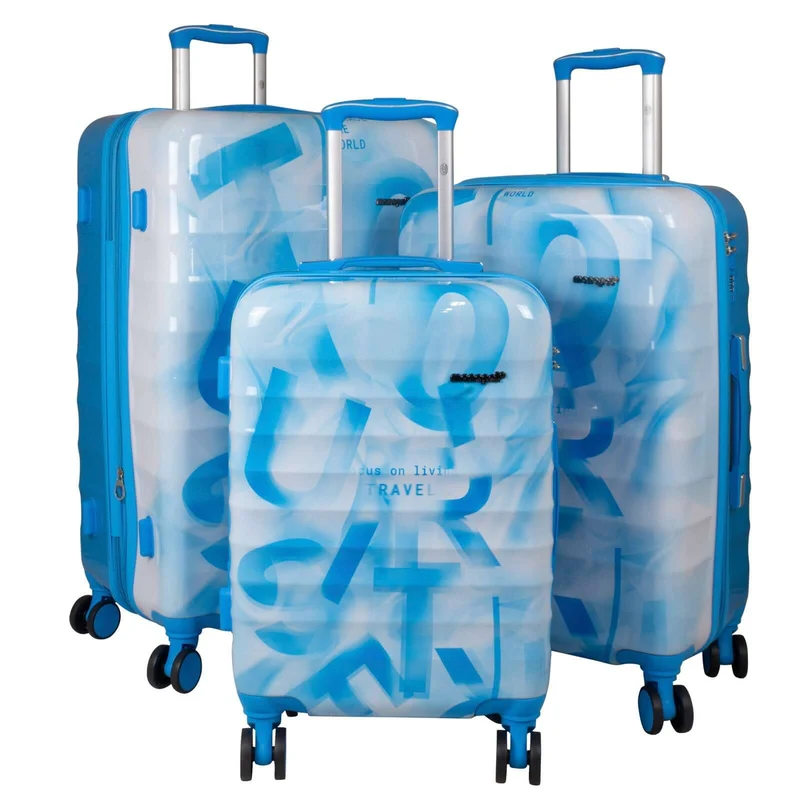 Poly-ABS Kofferset 3tlg 'Verona' weiss-blau