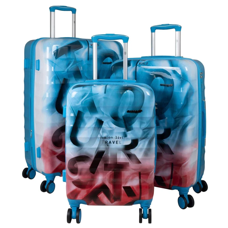 Poly-ABS Kofferset 3tlg 'Verona' blau-pink