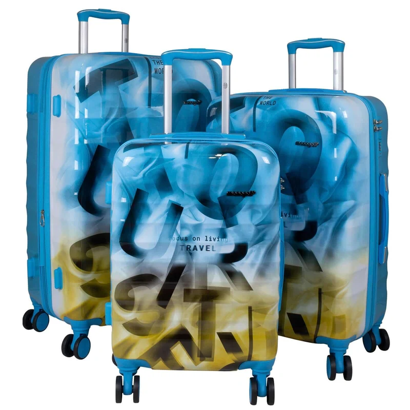 Poly-ABS Kofferset 3tlg 'Verona' blau-braun