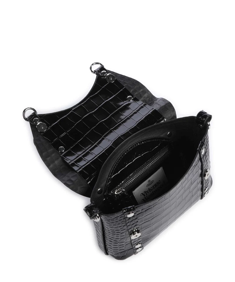 Vivienne Westwood Kim Embossed Croc Bandolera black