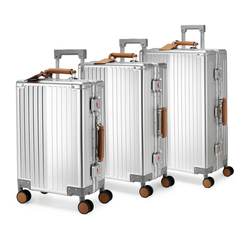 GREENWICH set de maletas Aluminio con asa Piel Vegana NEW YORK 2.0