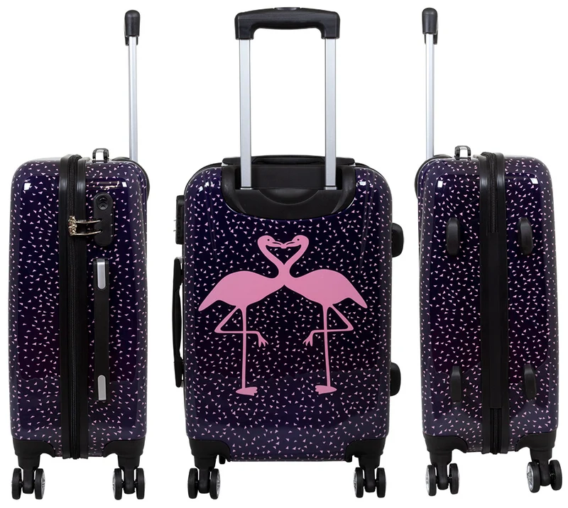 Handgepäck Boarding-Koffer Größe 55cm Hartschale Motivkoffer Flamingo