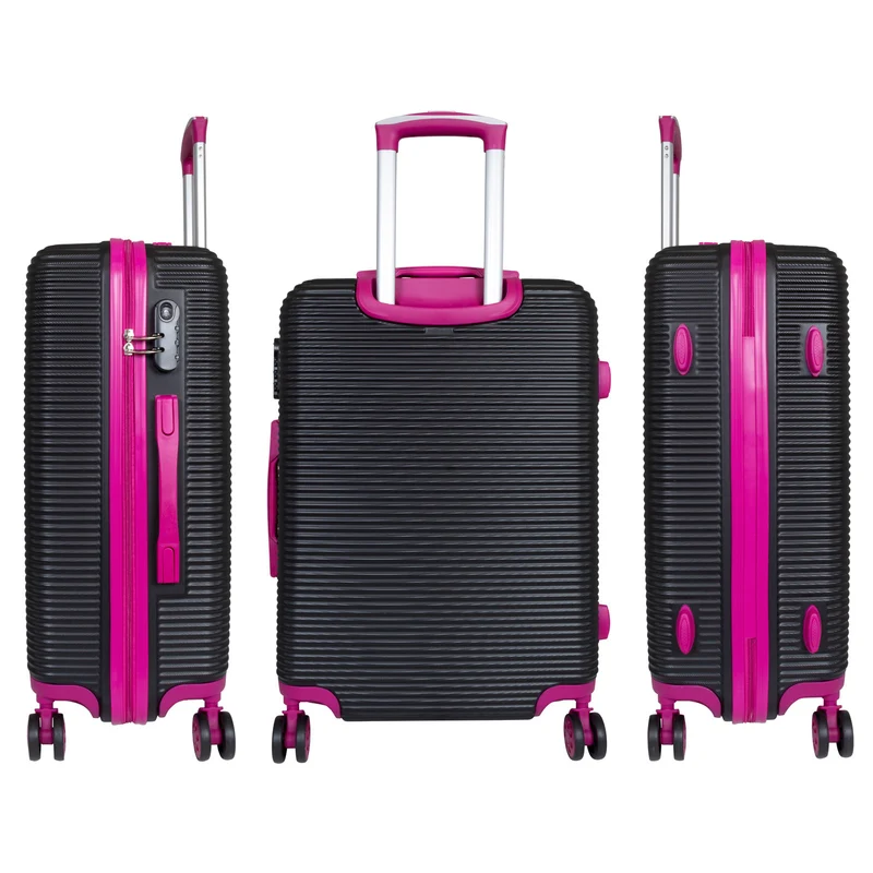 Handgepäck Boarding-Koffer Größe 55cm Hartschale Santorin schwarz-pink