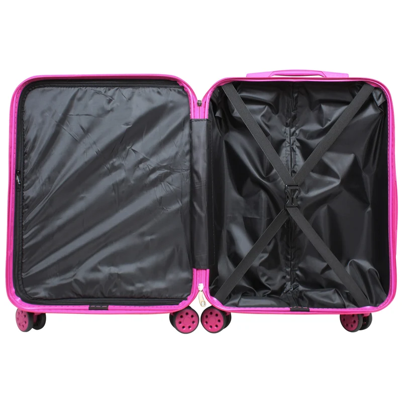 Handgepäck Boarding-Koffer Größe 55cm Hartschale Santorin schwarz-pink