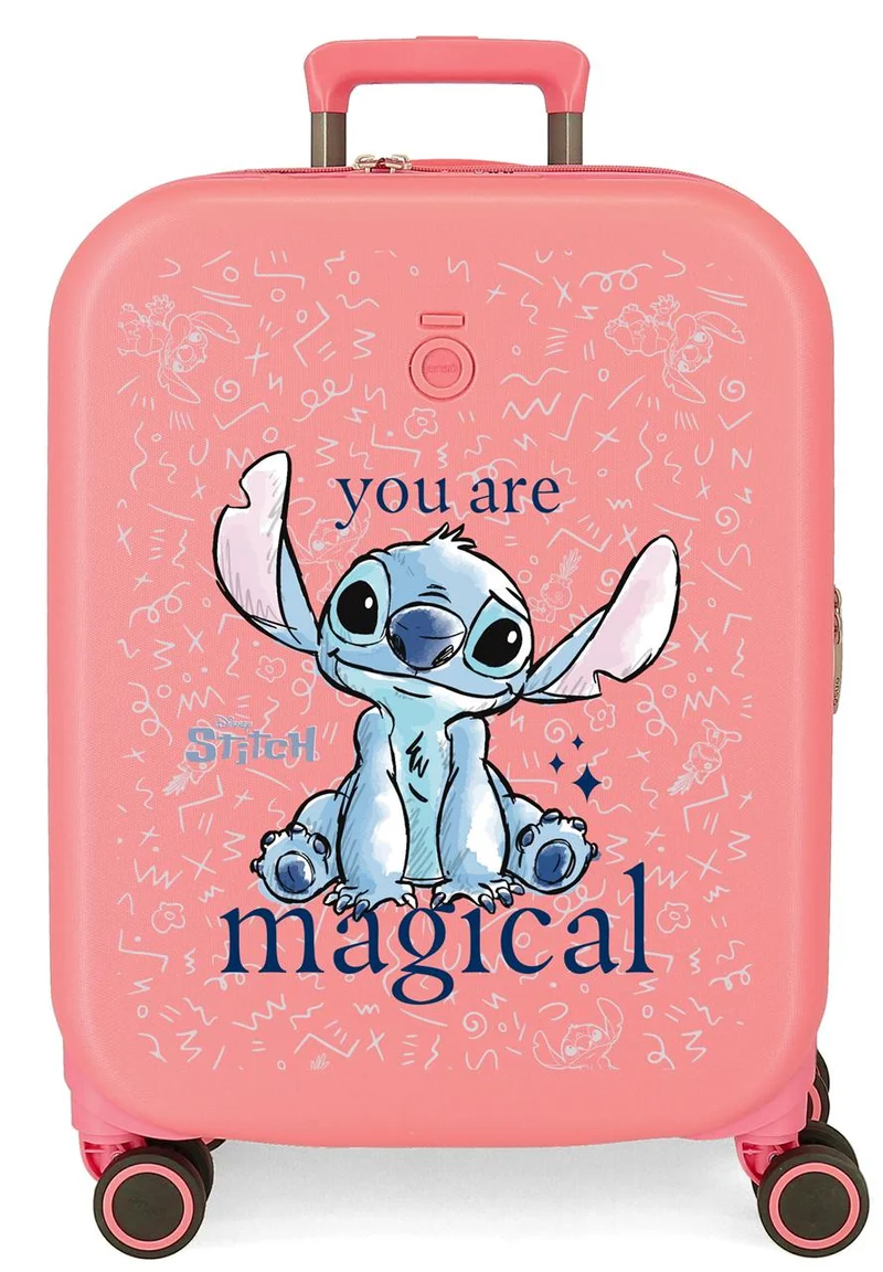 3859126 TROLLEY ABS 55CM.4R.STITCH YOU ARE MAGICAL CORAL