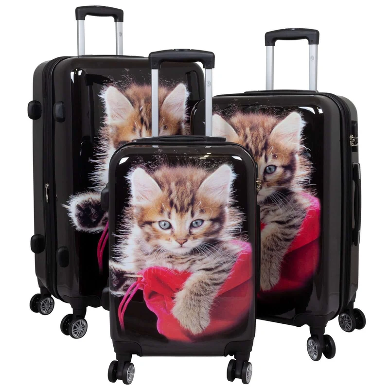Motivkofferset 3tlg 'Katze' schwarz