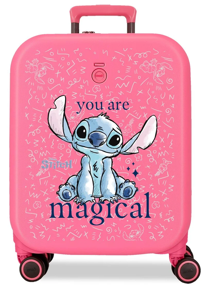 3859125 TROLLEY ABS 55CM.4R.STITCH YOU ARE MAGICAL FUCSIA