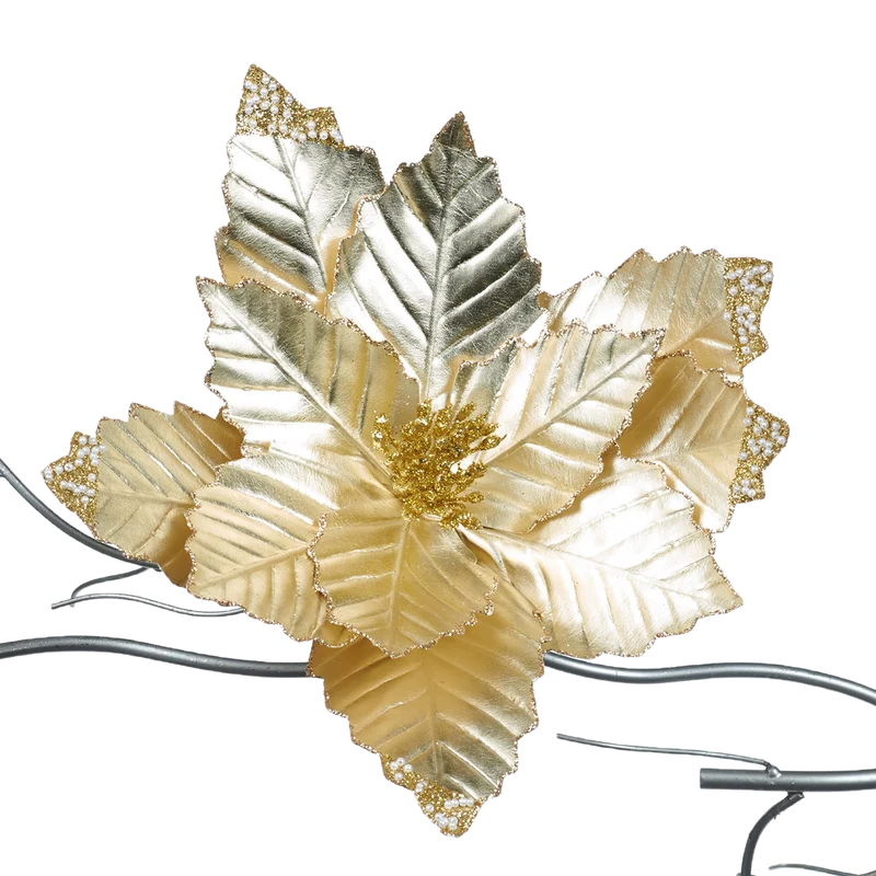 Poinsettia Flower On Clip 32cm