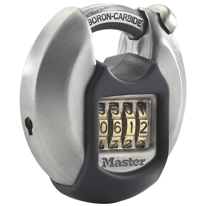 70mm wide Excell® zinc discus padlock with shrouded shackle; set your own combination