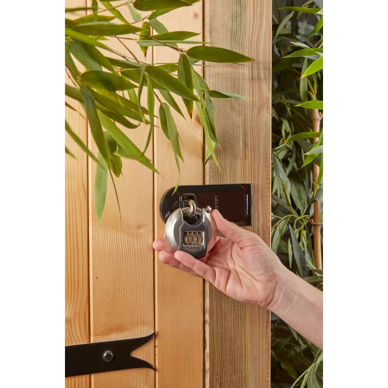 70mm wide Excell® zinc discus padlock with shrouded shackle; set your own combination
